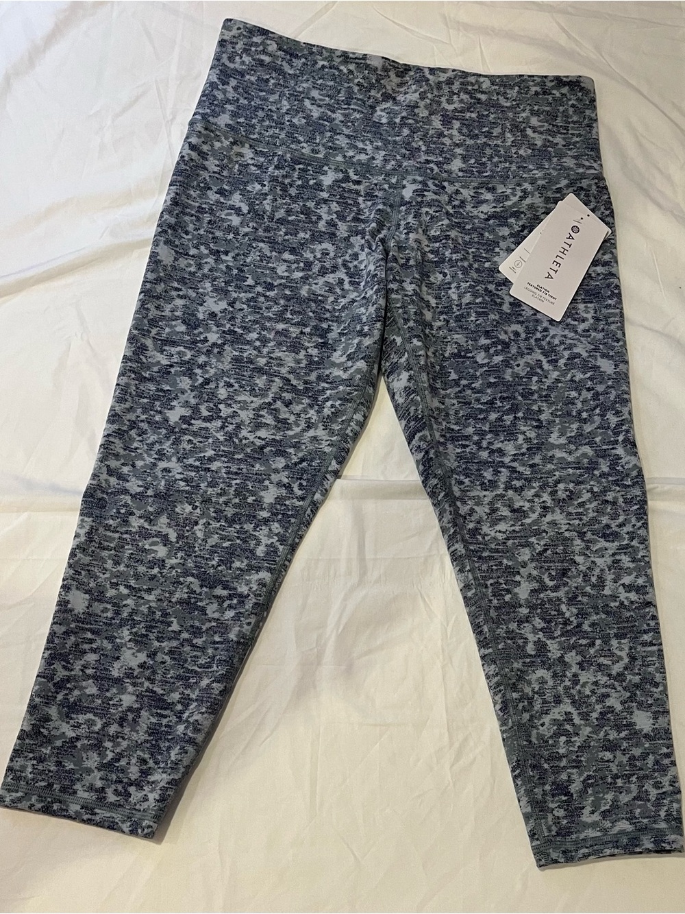 NWT Athleta Elation Textured 7/8 Tight Leggings Floral Sketch Blue 1X Plus
